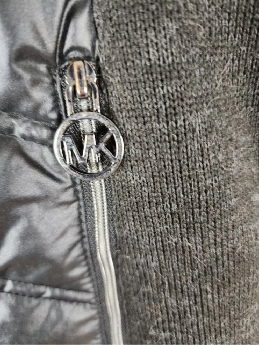 Michael Michael Kors Black Down Filled Quilted Puffer Sweater Jacket